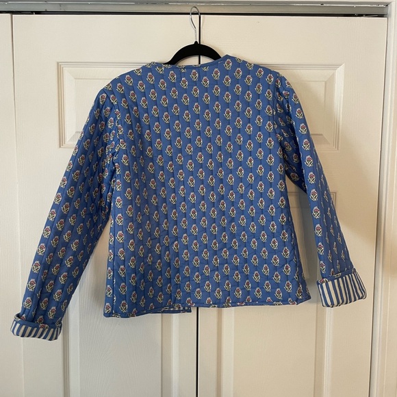 Blue Patterned Quilted Jacket - Picture 3 of 4